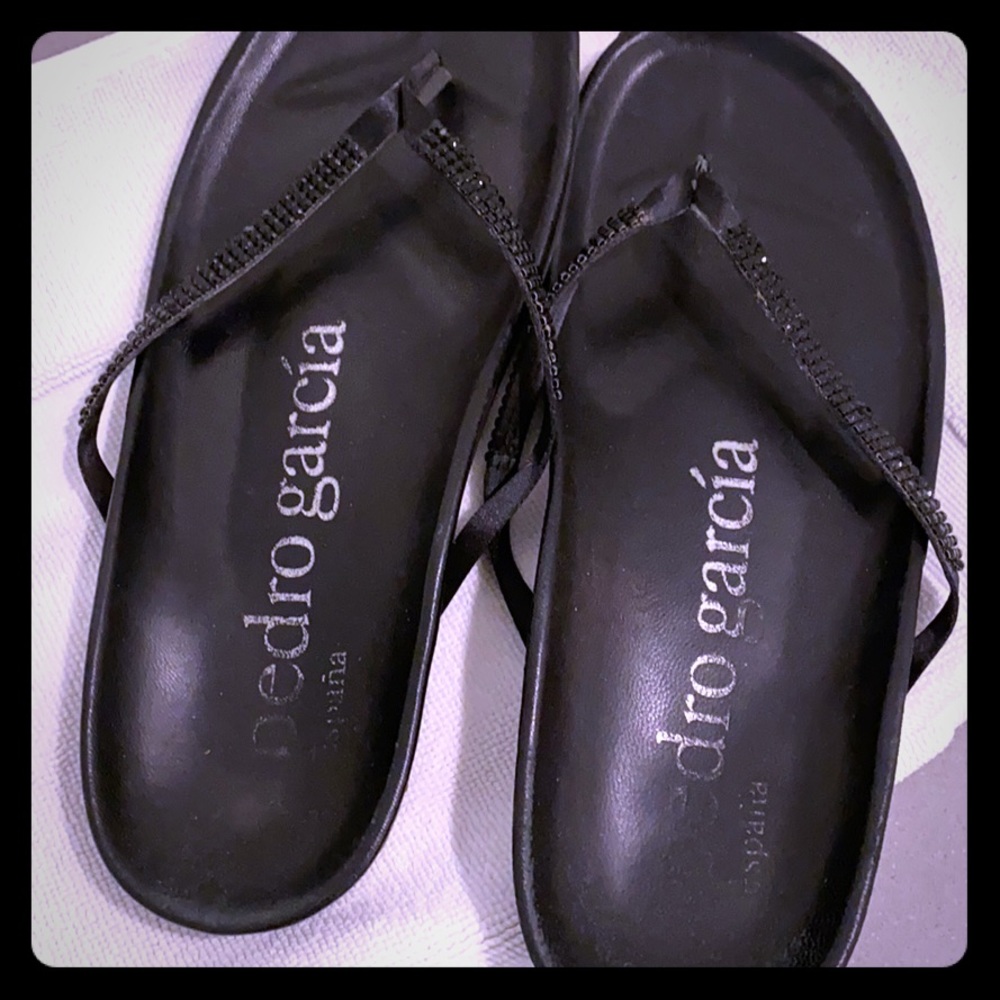 Pedro Garcia Black Annabel Swarovski crystal thong